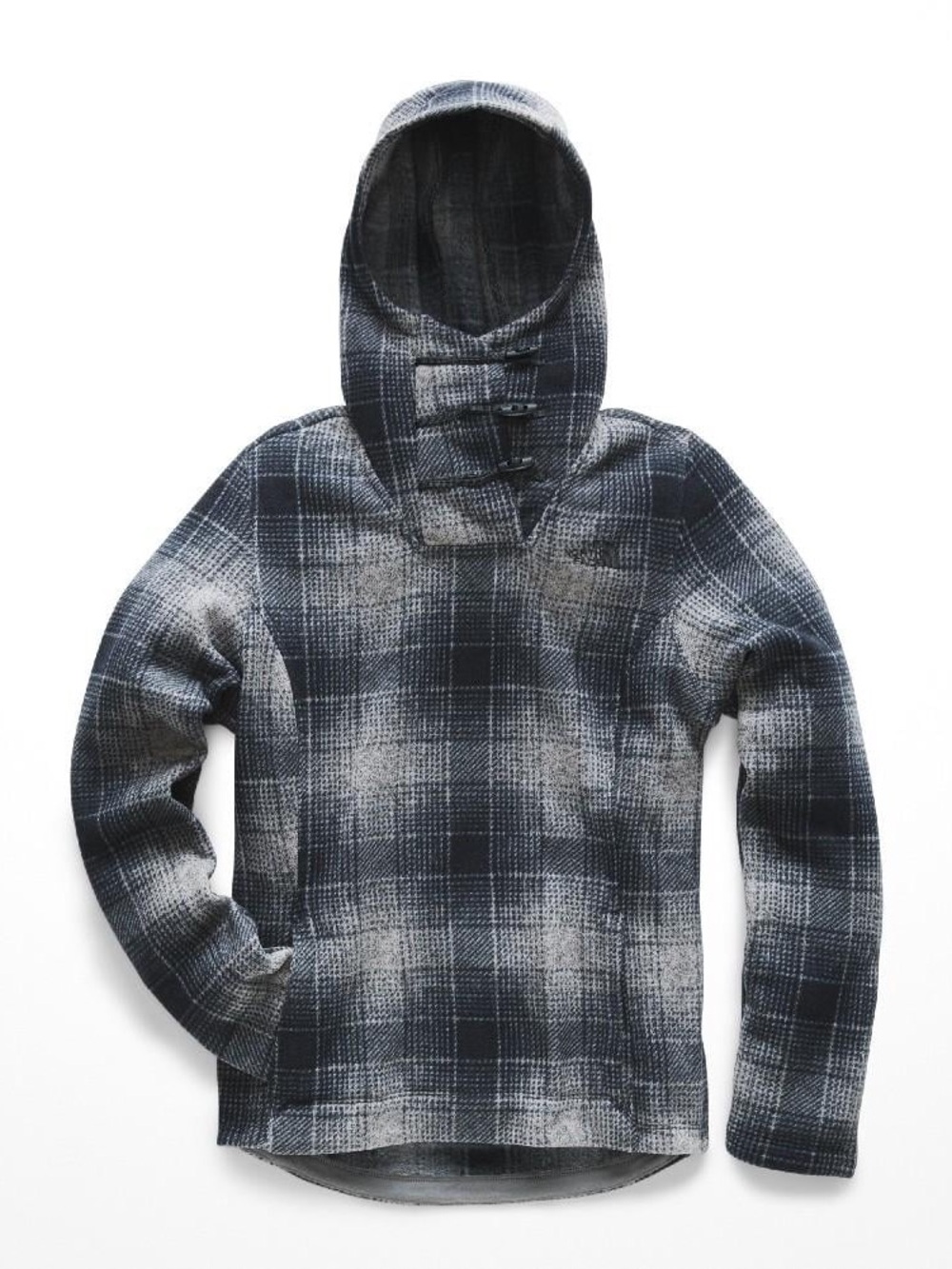 The North Face Women’s Crescent Hooded Pullover, Navy & Gray Plaid, Size S